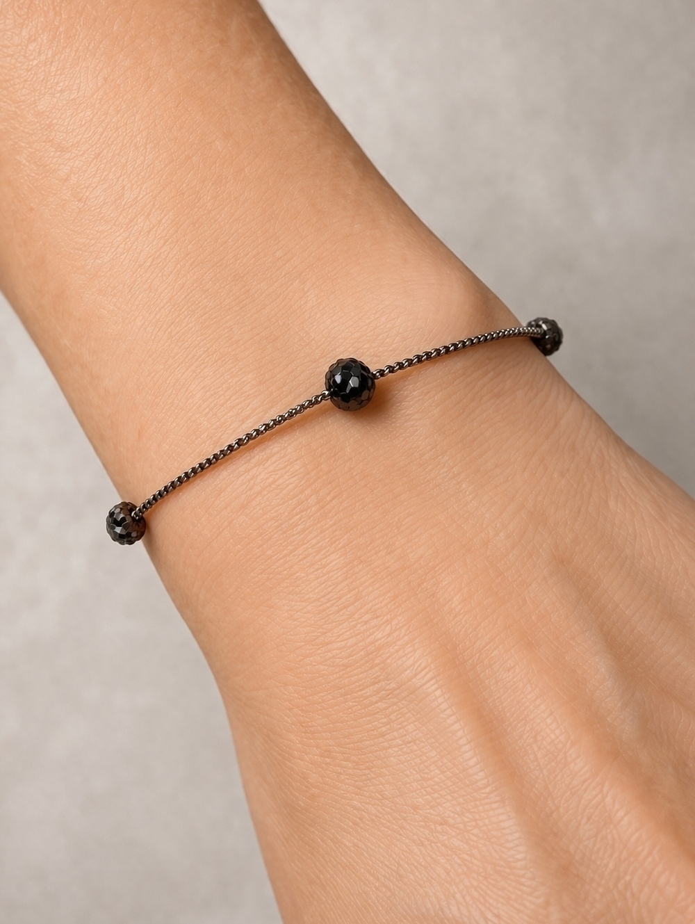 3/$30 LAUREN CONRAD Dainty Black Disco Ball Gunmetal Chain Tennis Bracelet